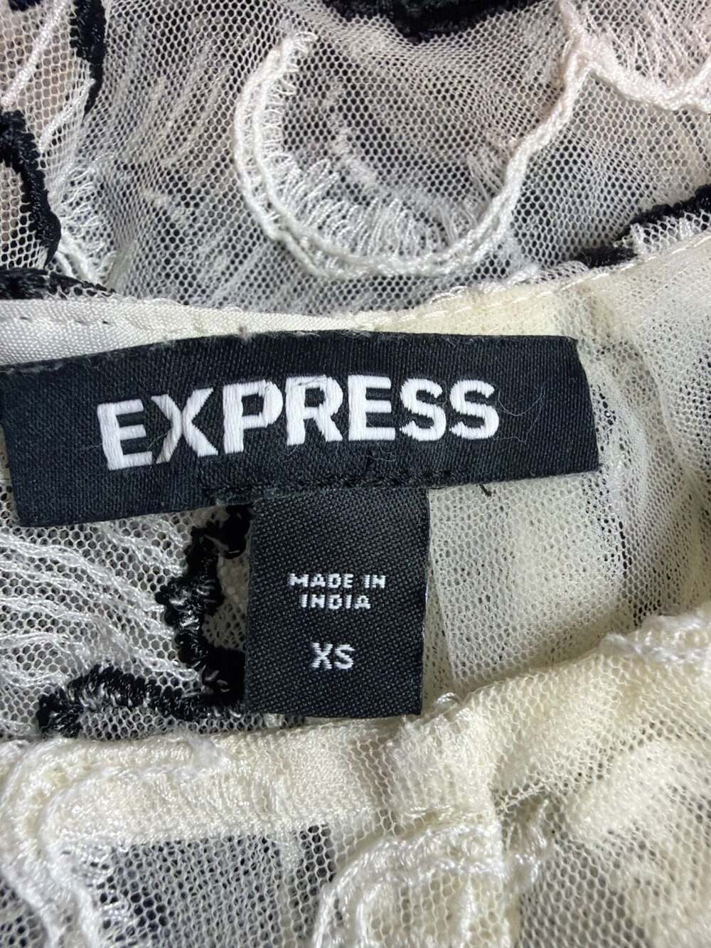 Express Floral Embroidered Puff Sleeve Mesh Blouse - Picture 3 of 3